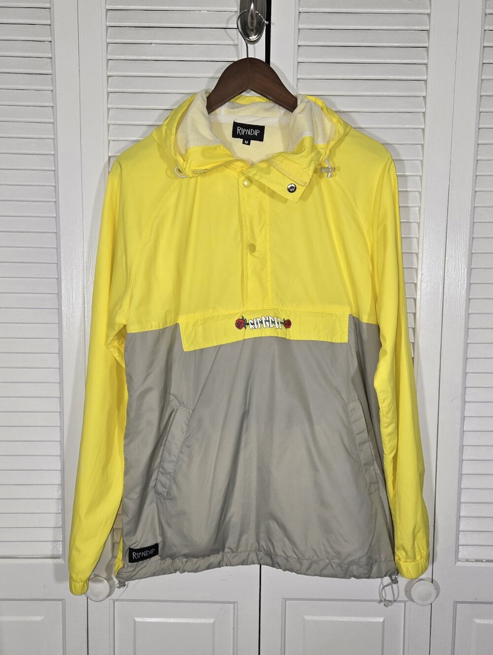Ripndip Yellow & Gray Lightweight Hooded Anorak Lord Nermal Windbreaker Sz M
